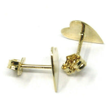 Load image into Gallery viewer, SOLID 18K YELLOW GOLD EARRINGS FLAT HEART, SHINY, SMOOTH, 10 MM, MADE IN ITALY.