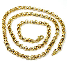 Charger l'image dans la galerie, 18K YELLOW GOLD CHAIN 19.70" INCHES 50cm, BIG ROUND CIRCLE ROLO THICK 4 MM LINK.