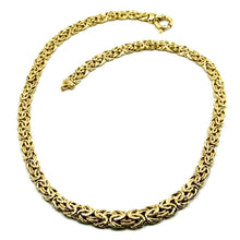 Cargar imagen en el visor de la galería, 18K YELLOW GOLD FLAT BYZANTINE NECKLACE CHOKER 7/10mm, 45cm, 18", MADE IN ITALY.