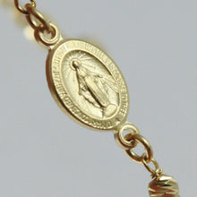 Cargar imagen en el visor de la galería, 18k yellow gold bracelet with miraculous medal, balls, made in Italy, 5.9 inches.