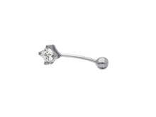 Charger l'image dans la galerie, 18K WHITE GOLD PIERCING BARBELL CURVE BANANA BALLS 4mm BELLY BODY WITH ZIRCONIA.