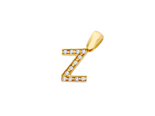 Load image into Gallery viewer, 18K YELLOW GOLD SMALL 10mm 0.4" PENDANT CHARM INITIAL LETTER Z, CUBIC ZIRCONIA.