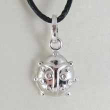Cargar imagen en el visor de la galería, 18k white gold rounded ladybug pendant charm 18mm smooth ladybird made in Italy.