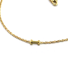 Load image into Gallery viewer, 18k yellow gold rolo thin bracelet with central small 5mm letter initial I.