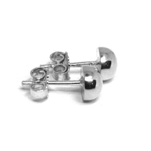 Cargar imagen en el visor de la galería, 18k white gold earrings, mini half sphere, diameter 6 mm, 0.24", made in Italy.