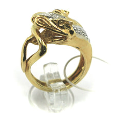 Load image into Gallery viewer, SOLID 18K YELLOW WHITE GOLD SNAKE BAND RING, FINELY WORKED WITH DIAMONDS.