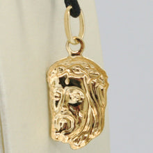 Load image into Gallery viewer, 18K YELLOW GOLD JESUS FACE PENDANT CHARM 25 MM, 1 INCH, FINELY WORKED ITALY MADE.
