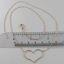 Cargar imagen en el visor de la galería, 18k rose gold necklace with 1.06 in heart and mini squared chain made in Italy.