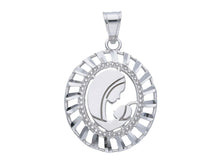 Load image into Gallery viewer, SOLID 18K WHITE GOLD OVAL MEDAL WITH VIRGIN MARY MADE IN ITALY VERY BRIGHT.