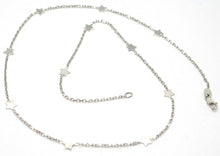 Load image into Gallery viewer, 18k white gold necklace with flat stars, square cable rolo chain, 16.5 inches.