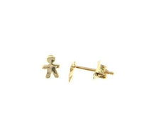 Cargar imagen en el visor de la galería, 18k yellow gold earrings small flat boy, shiny, smooth, 5mm, made in Italy.