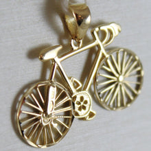 Load image into Gallery viewer, SOLID 18K WHITE & YELLOW RACING BICYCLE BIKE CYCLING SATIN PENDANT MADE IN ITALY.