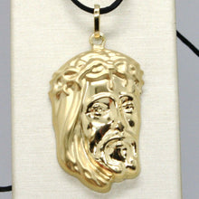 Load image into Gallery viewer, 18K YELLOW GOLD JESUS FACE PENDANT CHARM 37 MM, 1.5 IN, FINELY WORKED ITALY MADE.