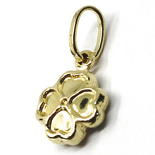 Load image into Gallery viewer, ROUNDED 18K YELLOW GOLD MINI FOUR LEAF CLOVER PENDANT, SMOOTH 11mm, 0.43 inches.