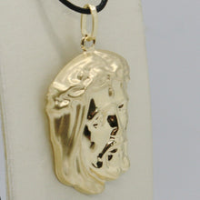Load image into Gallery viewer, 18K YELLOW GOLD JESUS FACE PENDANT CHARM 37 MM, 1.5 IN, FINELY WORKED ITALY MADE.