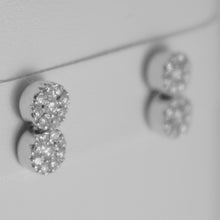 Load image into Gallery viewer, 18k white gold double round earrings diamond diamonds 0.38 carats made in Italy.