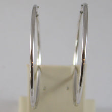 Cargar imagen en el visor de la galería, 18k white gold circle earrings hoop, tube, diameter 1.61 in made in Italy.