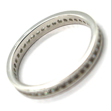 Cargar imagen en el visor de la galería, 18k white gold eternity band binary ring, white cubic zirconia, thickness 3 mm.