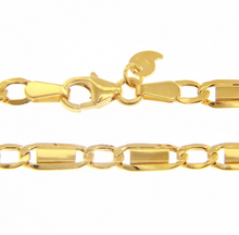 Load image into Gallery viewer, 9K YELLOW GOLD BRACELET FLAT GOURMETTE CURB ALTERNATE WITH OVAL 4mm LINK, 7.5".