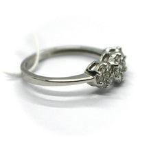 Load image into Gallery viewer, SOLID 18K WHITE GOLD RING, TRILOGY WITH DIAMONDS 0.50 CARATS, pavè, ITALY MADE.