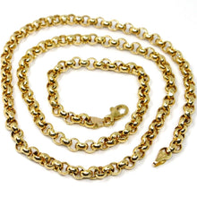 Cargar imagen en el visor de la galería, 18K YELLOW GOLD CHAIN 17.70 IN, BIG ROUND CIRCLE ROLO LINK, 5 MM MADE IN ITALY.