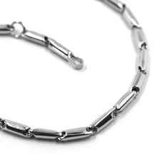 Load image into Gallery viewer, 18k white gold kids bracelet rounded alternate tube links, length 16.5 cm 6.5".