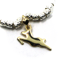 Load image into Gallery viewer, 925 STERLING SILVER TUBES CUBES BRACELET, 9K YELLOW GOLD 15mm IBEX PENDANT.