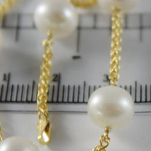 Load image into Gallery viewer, 9k yellow gold bracelet with white pearls 9 mm 18.5 cm, 7.3 inches made in Italy.