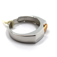 Cargar imagen en el visor de la galería, 18K WHITE ROSE GOLD MAN 6.5mm BAND RING MODERN TWO TONE SQUARED & SATIN.
