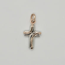 Cargar imagen en el visor de la galería, 18k white and pink rose gold cross stylized very luster made in italy 1 inches.
