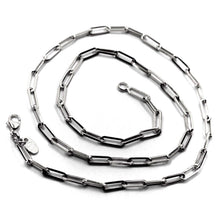 Load image into Gallery viewer, 18k white gold long chain necklace squared oval paper clip 3x10mm links, 31.5" 80cm.