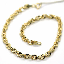 Load image into Gallery viewer, 18K YELLOW GOLD ROPE BRACELET 7.5 INCHES BRAIDED INFINITE FACETED ALTERNATE LINK.