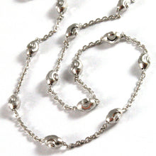 Charger l'image dans la galerie, 18k white gold rolo alternate chain necklace 3mm faceted oval balls 16".