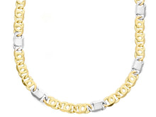 Load image into Gallery viewer, SOLID 18K YELLOW WHITE GOLD CHAIN TIGER EYE ALTERNATE 3+1 FLAT LINKS 4.5mm, 20&quot;.
