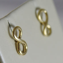 Cargar imagen en el visor de la galería, 18K YELLOW GOLD EARRINGS WITH MINI INFINITY SYMBOL, INFINITE, MADE IN ITALY.