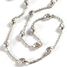 Charger l'image dans la galerie, 18k white gold rolo alternate chain necklace 3mm faceted oval balls 18".