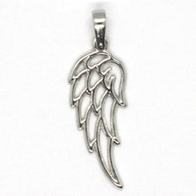 Load image into Gallery viewer, SOLID 18K WHITE GOLD PENDANT MEDAL, STYLIZED ANGEL WING, WINGS, MADE IN ITALY.
