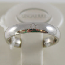 Cargar imagen en el visor de la galería, 18k white gold wedding band Unoaerre comfort ring 4 mm, diamond made in Italy.