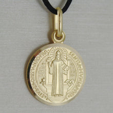 Load image into Gallery viewer, solid 18k yellow gold St Saint Benedict 17 mm medal pendant with Cross.