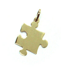 Cargar imagen en el visor de la galería, 18K YELLOW GOLD CHARM PENDANT, 20mm 0.8" PUZZLE PIECE, FLAT, MADE IN ITALY.