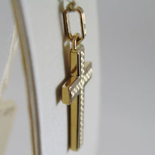 Cargar imagen en el visor de la galería, 18K YELLOW GOLD CROSS SQUARED TWO FACES CIRCLES ENGRAVABLE 1.14, MADE IN ITALY.