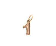 Cargar imagen en el visor de la galería, 18k rose gold number 1 one small pendant charm, 0.4", 10mm.