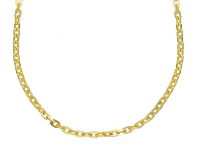 18K YELLOW GOLD SOLID CHAIN SQUARED CABLE 2.5mm OVAL LINKS, 20