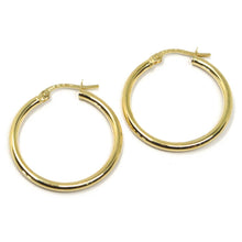 Load image into Gallery viewer, 18K YELLOW GOLD ROUND CIRCLE EARRINGS DIAMETER 20 MM, WIDTH 2 MM, MADE IN ITALY.