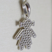 Load image into Gallery viewer, 18k white gold girl pendant, baby, length 0.98 inches, zirconia.