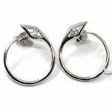 Load image into Gallery viewer, SOLID 18K WHITE GOLD EARRINGS, CIRCLE, SNAKE, WITH DIAMONDS, 20mm DIAMETER.