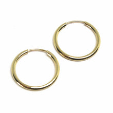 Load image into Gallery viewer, 18K YELLOW GOLD ROUND CIRCLE HOOP SMALL EARRINGS DIAMETER 16mm x 1.2mm, ITALY.