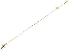 Load image into Gallery viewer, 18K YELLOW WHITE GOLD MINI ROSARY BRACELET 1.5 MM SPHERES CROSS MIRACULOUS MEDAL.