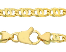 Load image into Gallery viewer, SOLID 18K YELLOW GOLD CHAIN TIGER EYE INFINITY FLAT LINKS 4 mm, 24", 60cm.