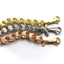 Load image into Gallery viewer, THREE 18K YELLOW WHITE ROSE GOLD BRACELETS DIAMOND CUT OVAL ROUNDED 4mm DROPS.